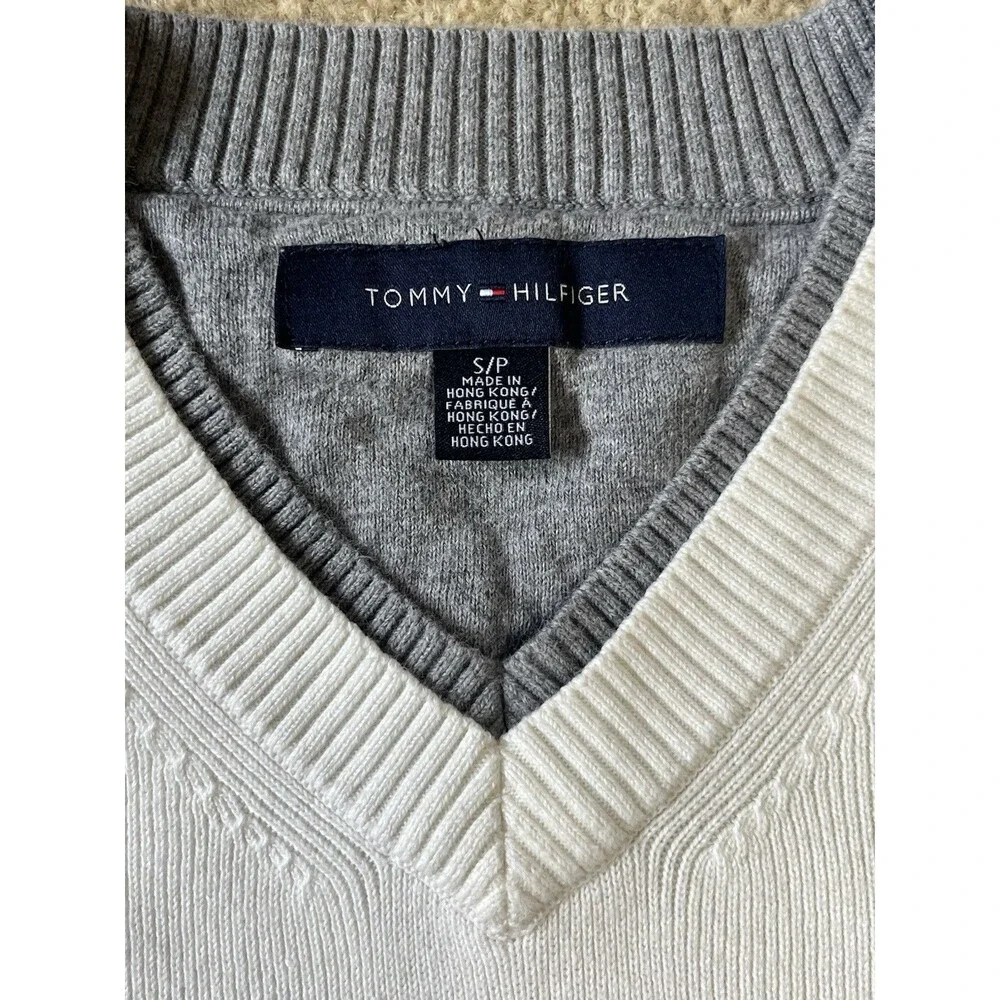 VTG VINTAGE 90s Tommy Hilfiger Knit Sweater Men's Sz S Cream Jumper | Hong Kong